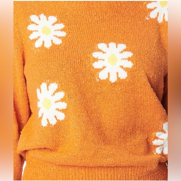 Unique Vintage | MISS SPARKLiNG Orange & White Daisy Sweater - Picture 2 of 7